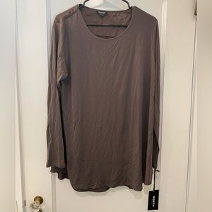 Worth Olive Green Cotton & Silk long sleeve tee